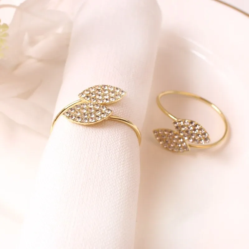 Napkin Holder Rings-Golden Dual Leaf