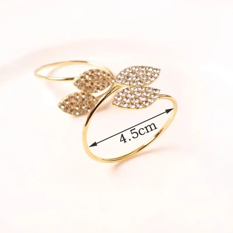 Napkin Holder Rings-Golden Dual Leaf