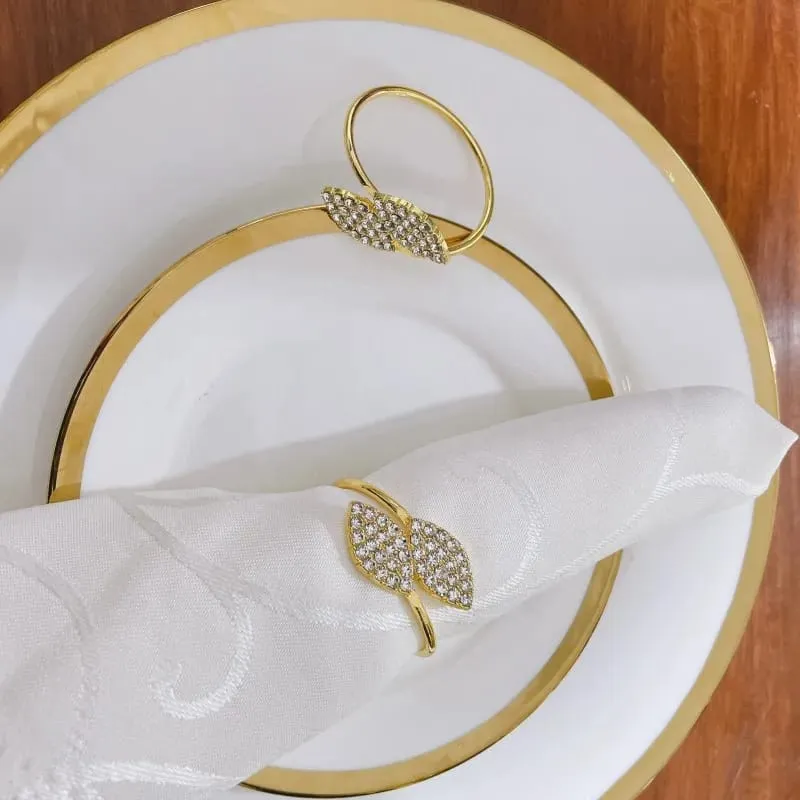 Napkin Holder Rings-Golden Dual Leaf