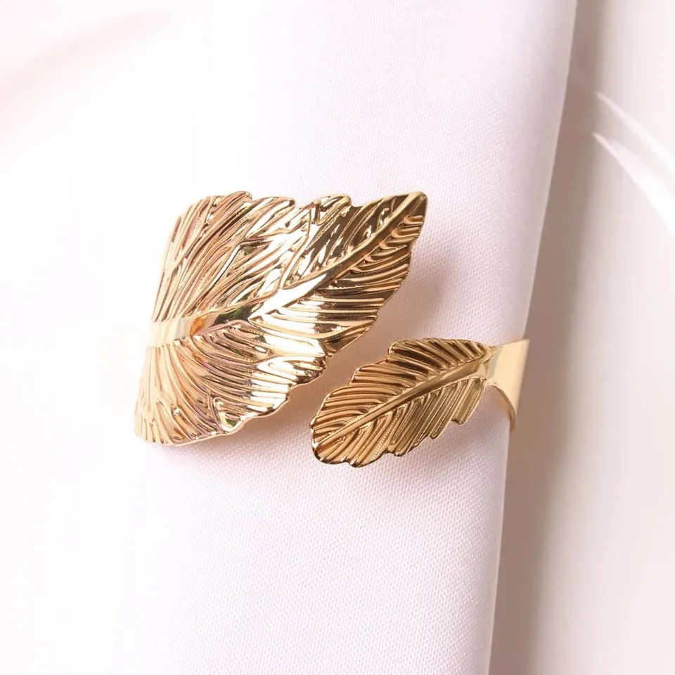 Napkin Holder Rings-Golden Feathers
