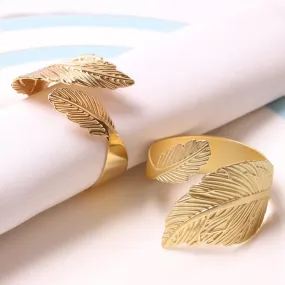Napkin Holder Rings-Golden Feathers