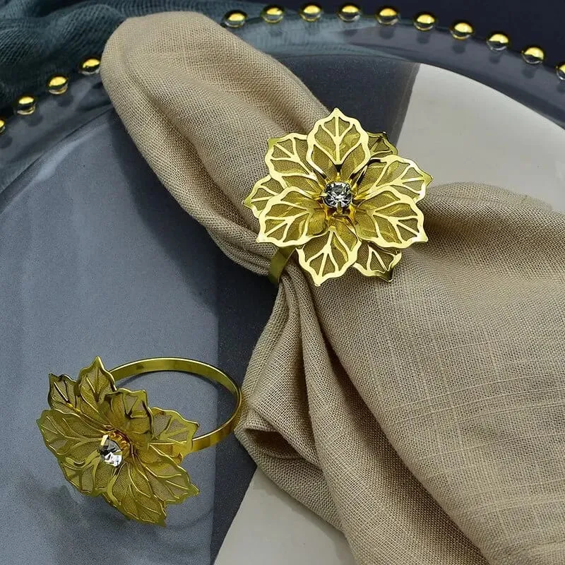 Napkin Holder Rings-Golden Flower