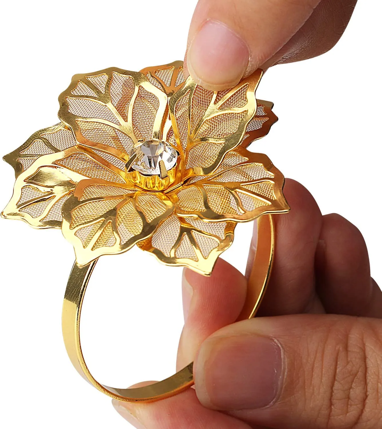 Napkin Holder Rings-Golden Flower