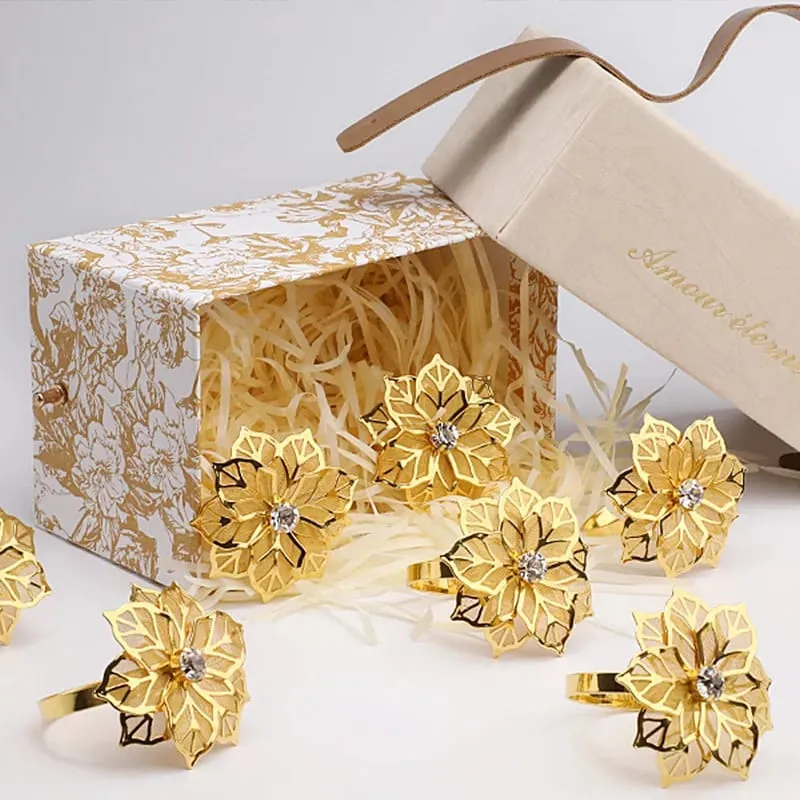 Napkin Holder Rings-Golden Flower