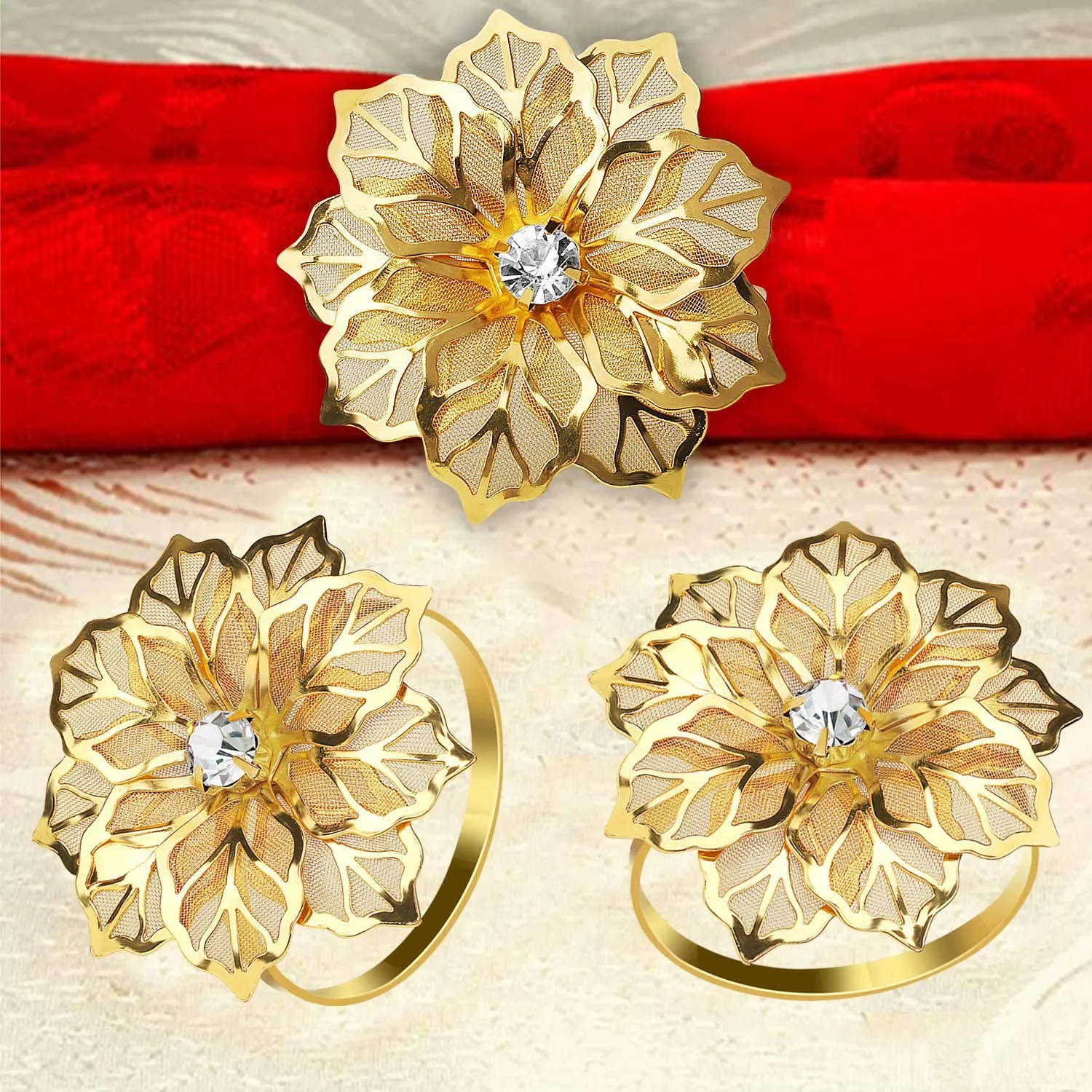 Napkin Holder Rings-Golden Flower