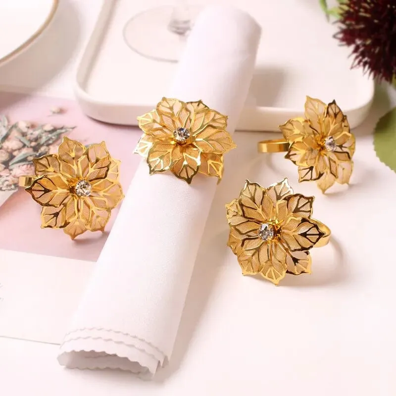 Napkin Holder Rings-Golden Flower