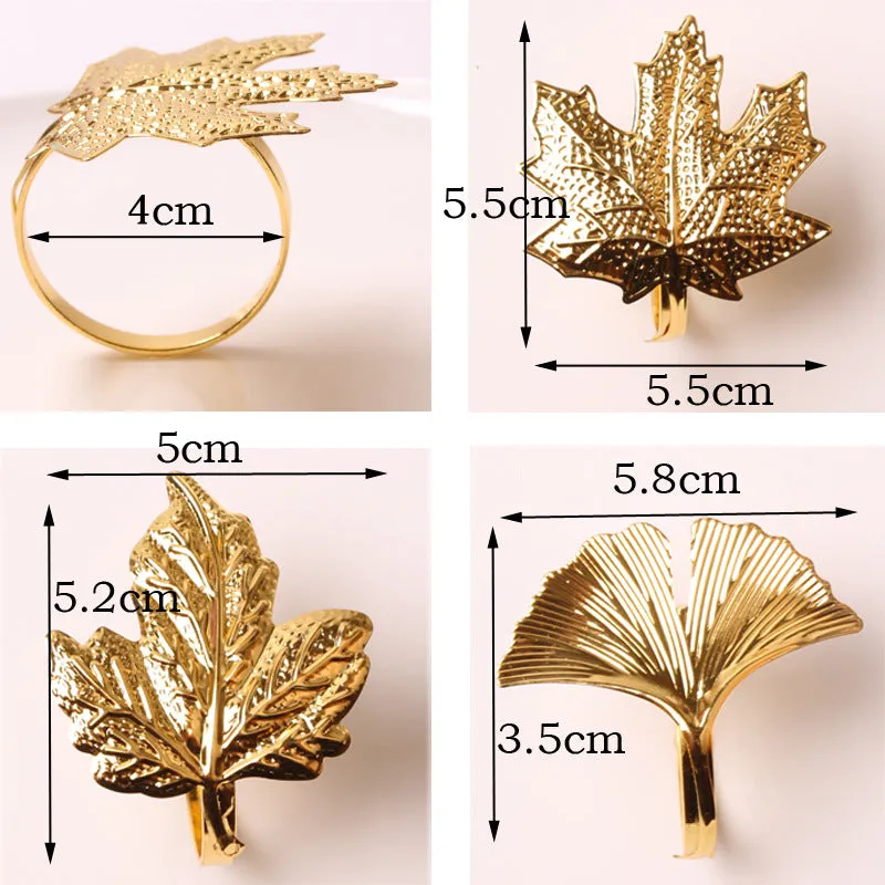 Napkin Holder Rings-Golden Mepal Leaf