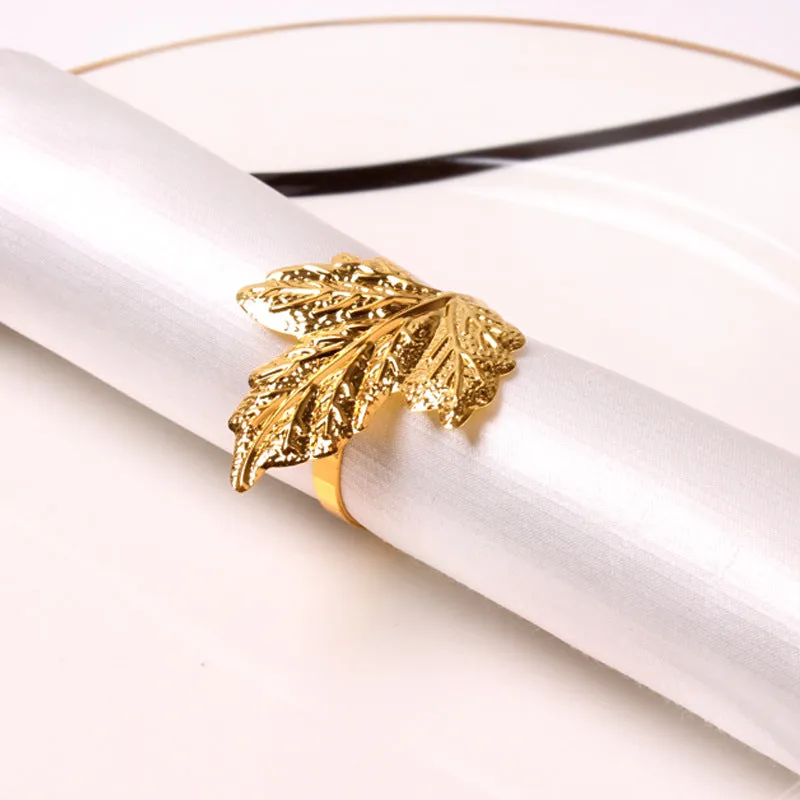 Napkin Holder Rings-Golden Mepal Leaf