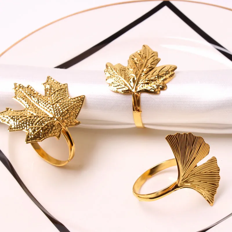 Napkin Holder Rings-Golden Mepal Leaf