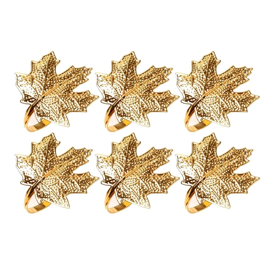 Napkin Holder Rings-Golden Mepal Leaf