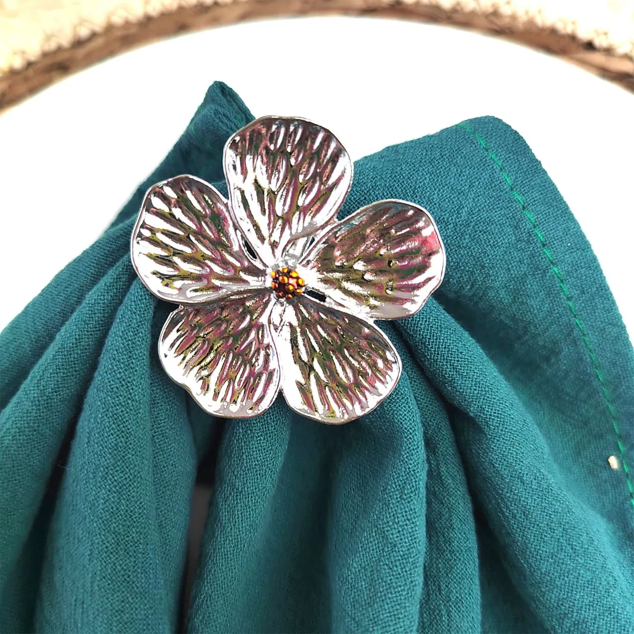 Napkin Holder Rings-Jasmine Silver