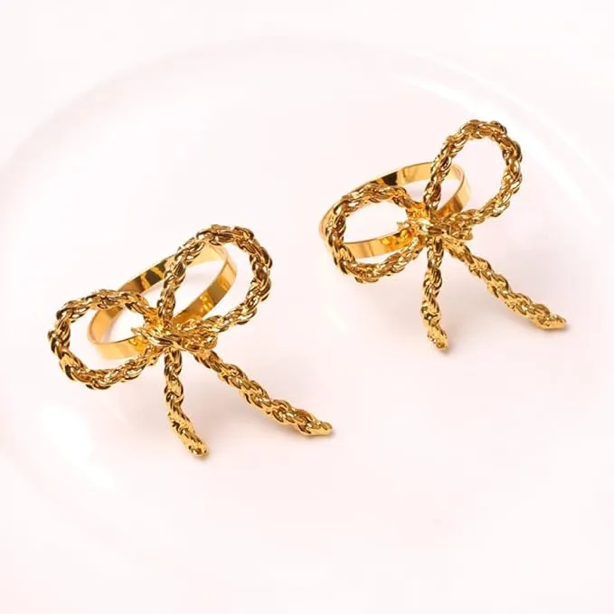 Napkin Holder Rings-Metal Bow(Gold)