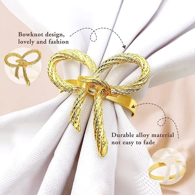 Napkin Holder Rings-Metal Bow(Gold)