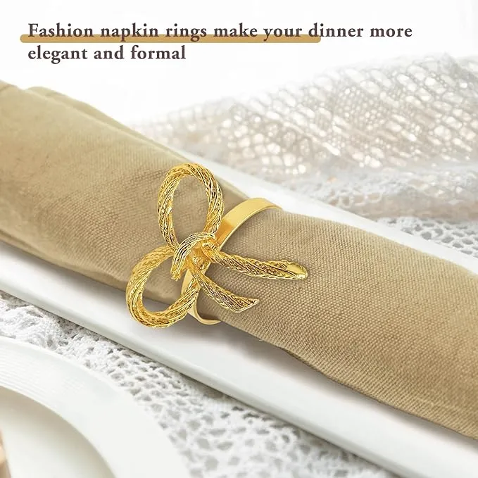 Napkin Holder Rings-Metal Bow(Gold)
