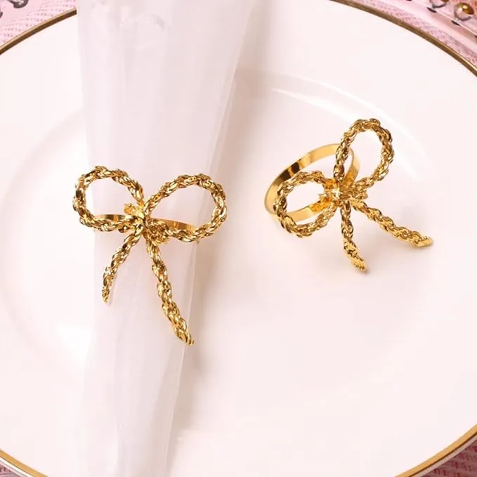 Napkin Holder Rings-Metal Bow(Gold)