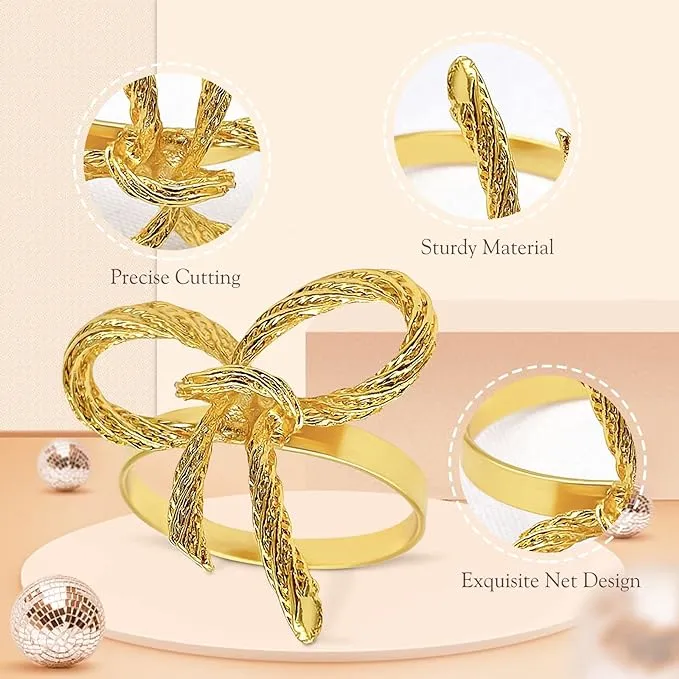 Napkin Holder Rings-Metal Bow(Gold)