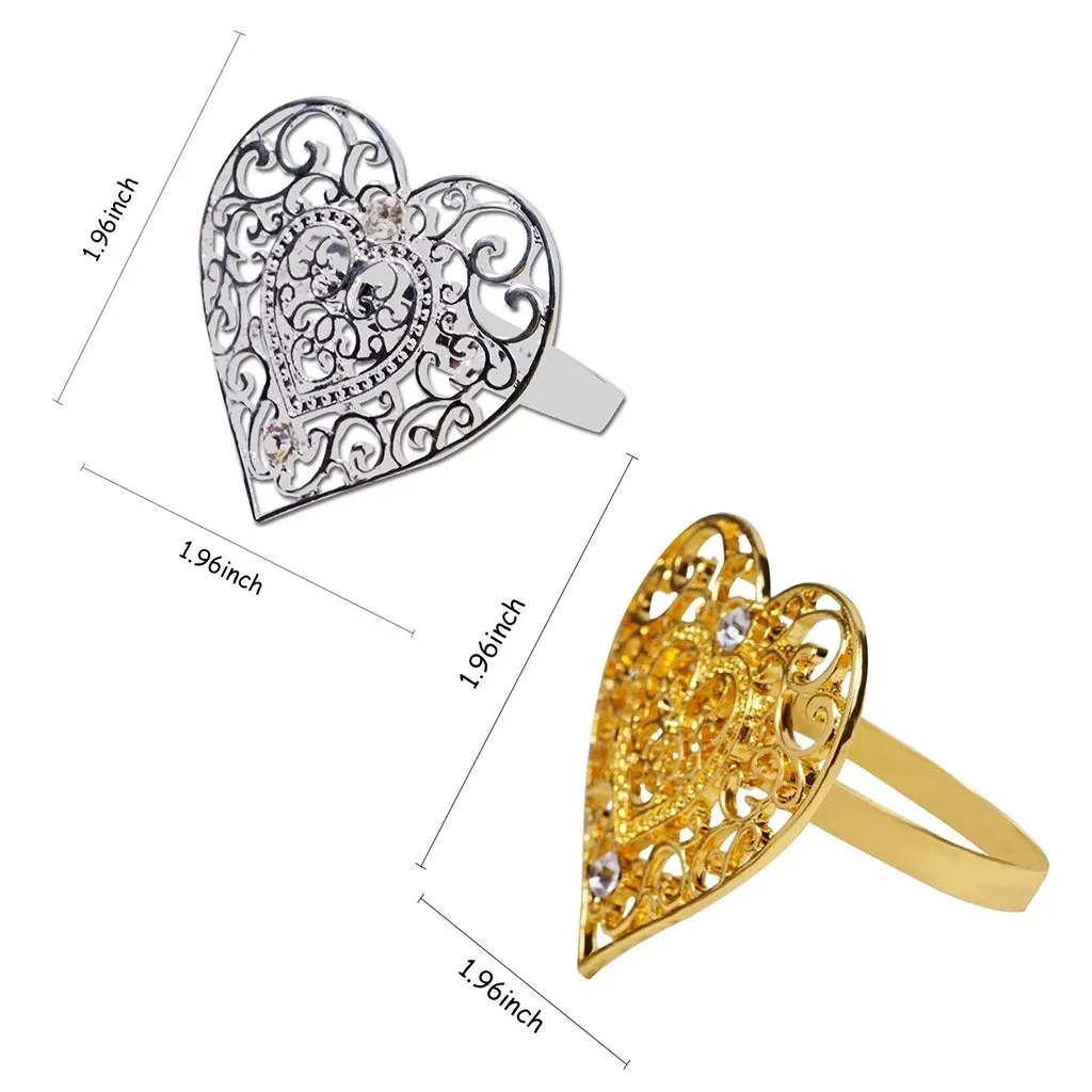Napkin Holder Rings-Pearls Heart(Gold)