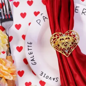 Napkin Holder Rings-Pearls Heart(Gold)