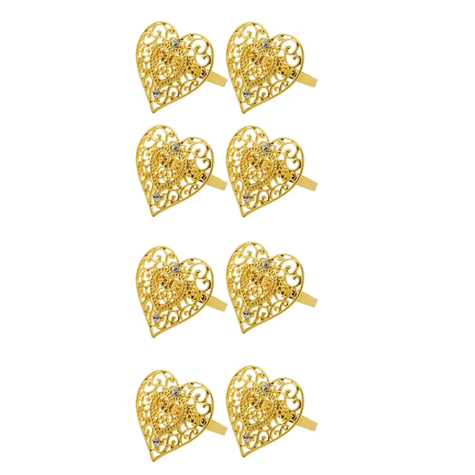 Napkin Holder Rings-Pearls Heart(Gold)