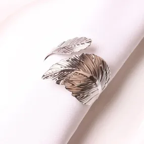 Napkin Holder Rings-Silver Feathers