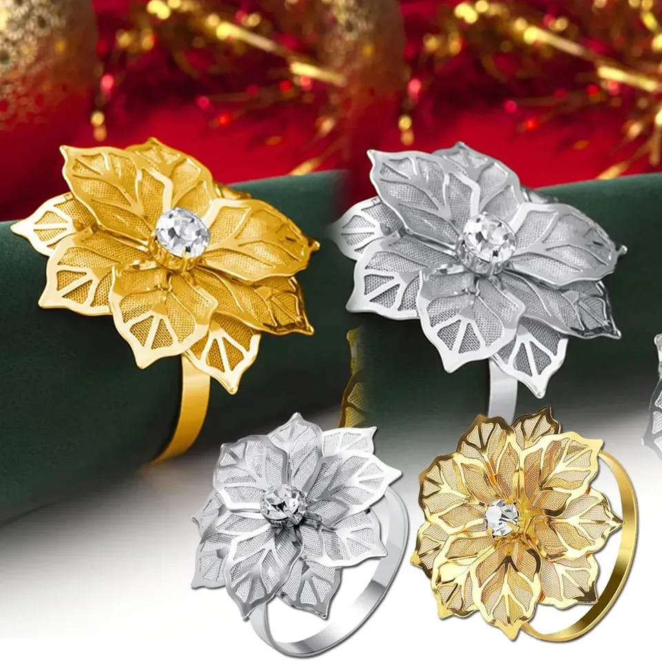 Napkin Holder Rings-Silver Flower