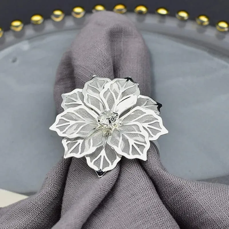 Napkin Holder Rings-Silver Flower