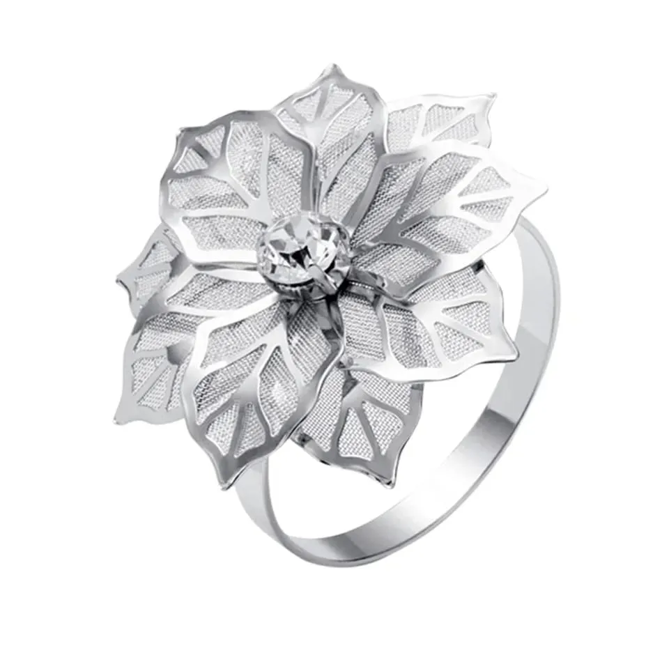 Napkin Holder Rings-Silver Flower