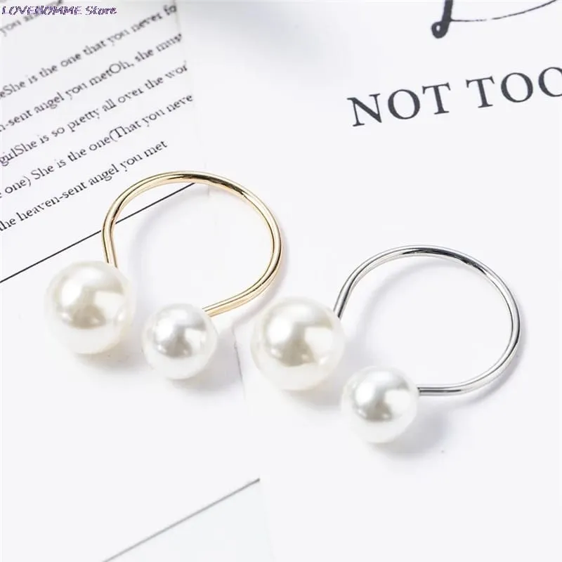 Napkin Holder Rings-Silver Pearls