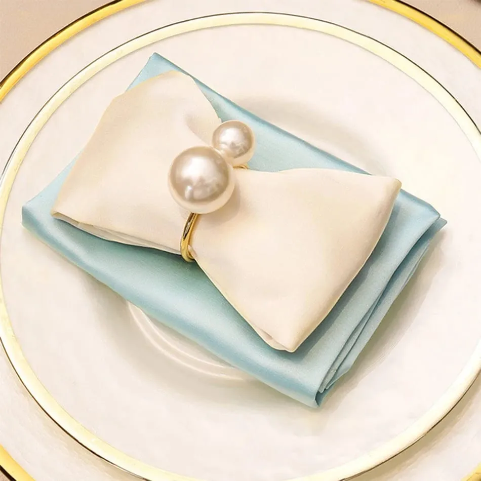 Napkin Holder Rings-Silver Pearls