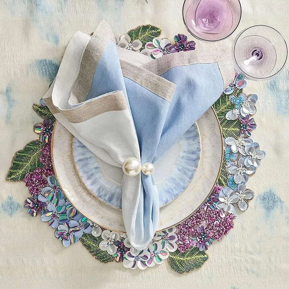 Napkin Holder Rings-Silver Pearls
