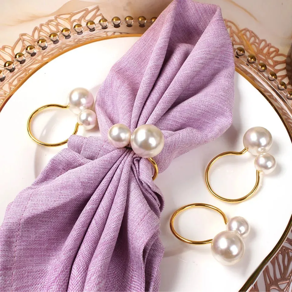 Napkin Holder Rings-Silver Pearls