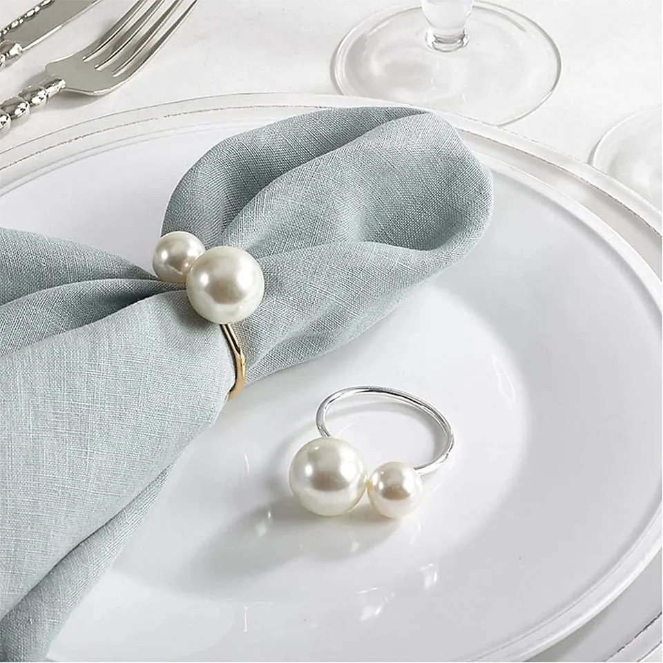Napkin Holder Rings-Silver Pearls