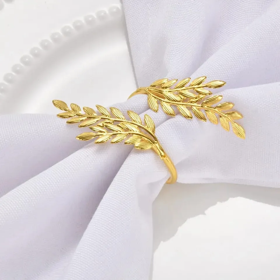 Napkin Holder Rings-Wheat leaves(Golden)