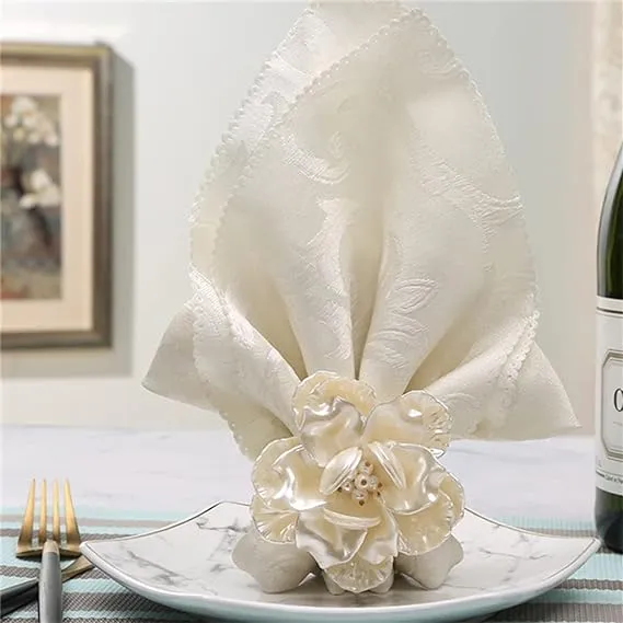 Napkin Holder Rings-White Flower