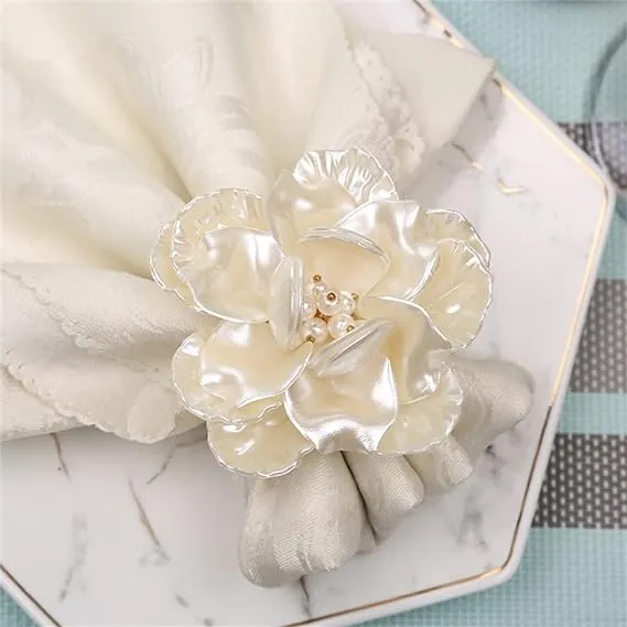 Napkin Holder Rings-White Flower