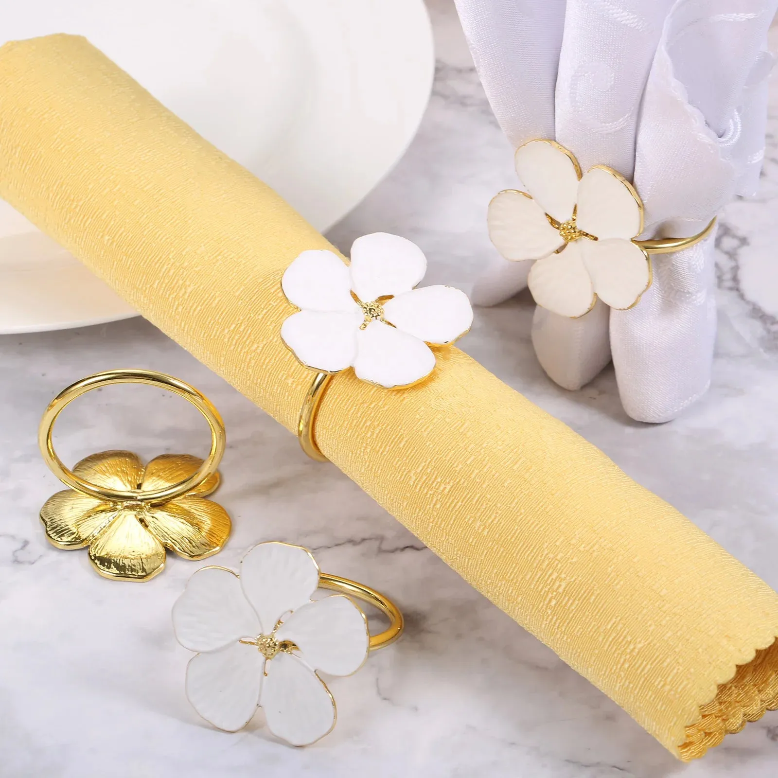 Napkin Holder Rings-White Jasmin