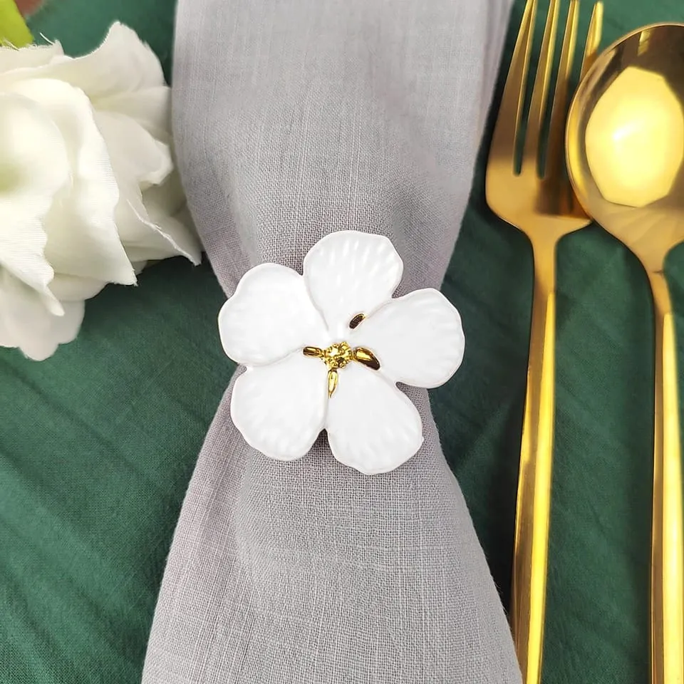 Napkin Holder Rings-White Jasmin
