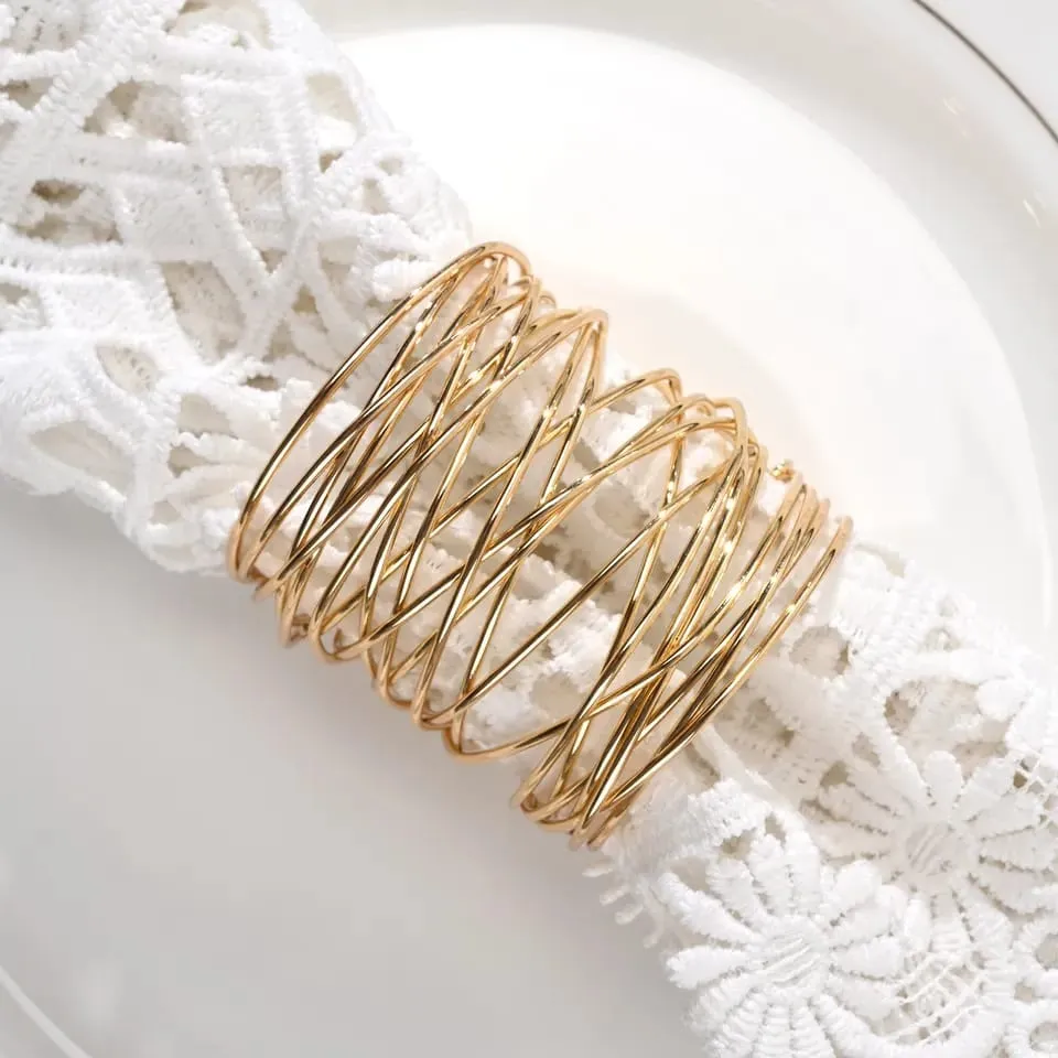 Napkin Holder Rings-Wire Mesh Golden