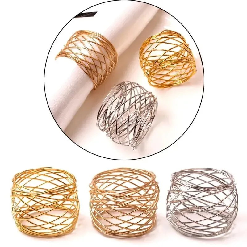 Napkin Holder Rings-Wire Mesh Golden