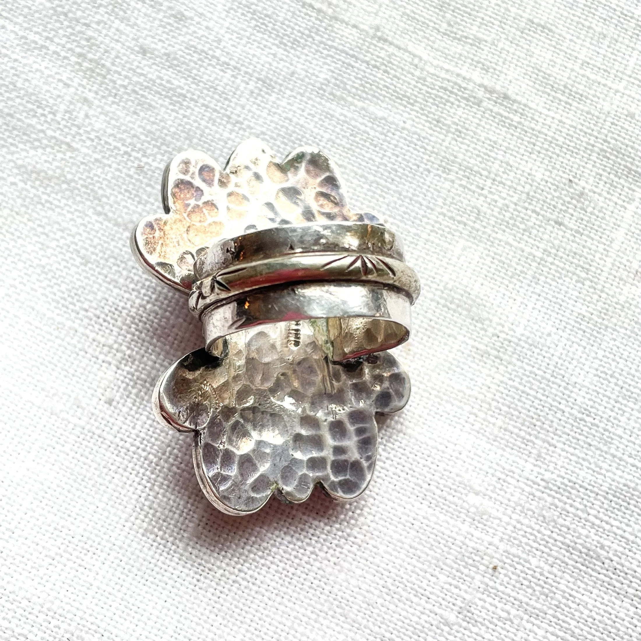 Native American Southwestern Statement Ring, Sterling Teardrop Turquoise Stones