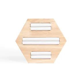 Natural Wood & Leather Hexagon Ring Display / DSP0021