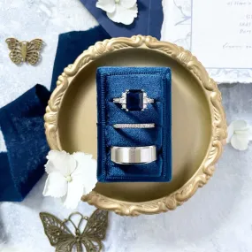 Navy Blue 3 Slot Ring Box