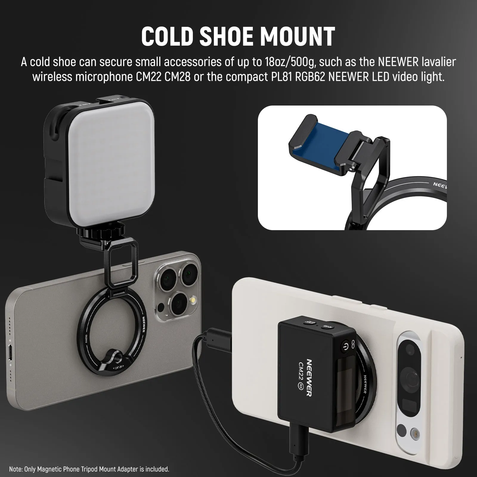 NEEWER PA030 Magnetic iPhone Tripod Mount