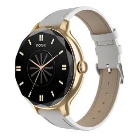 Noise Diva Smartwatch with Diamond Cut dial, Glossy Metallic Finish, AMOLED Display, Mesh Metal and Leather Strap Options, 100  Watch Faces, Female Cycle Tracker Smart Watch for Women (Pearl White)