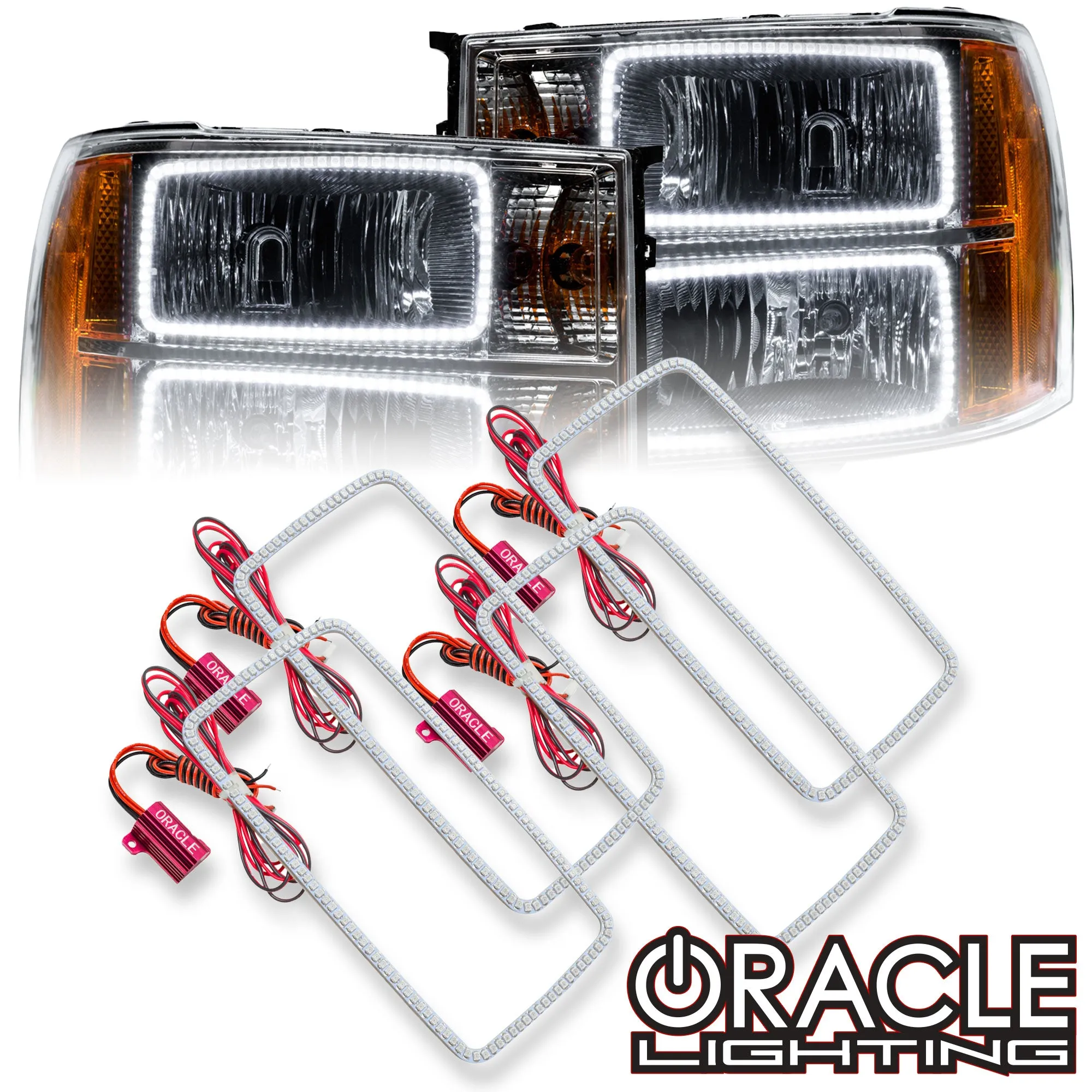 ORACLE Lighting 2007-2013 GMC Sierra LED Headlight Halo Kit (Square Style)