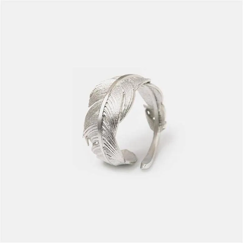Original Handmade 925 Sterling Silver Feather Open Rings