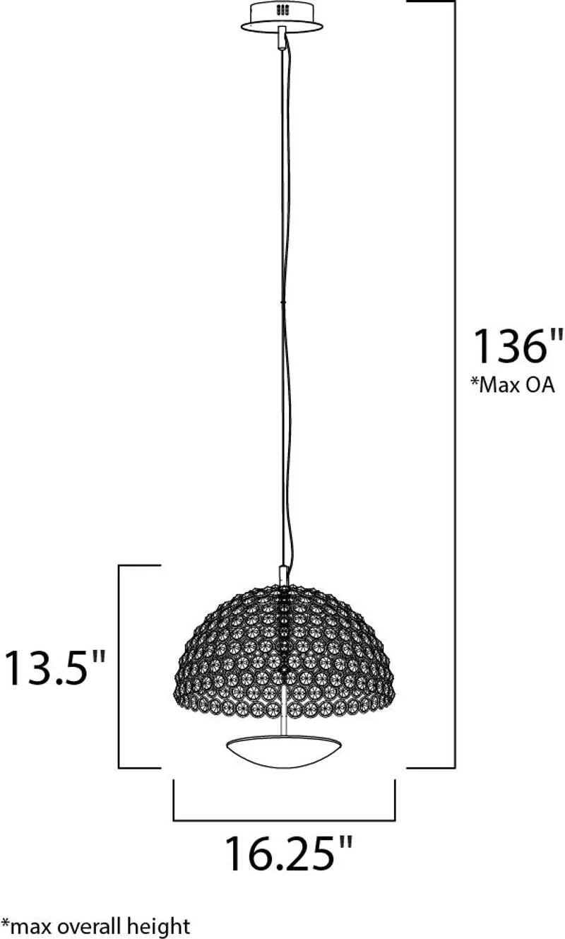 Parasol 16.25" Single Light Pendant in Polished Chrome
