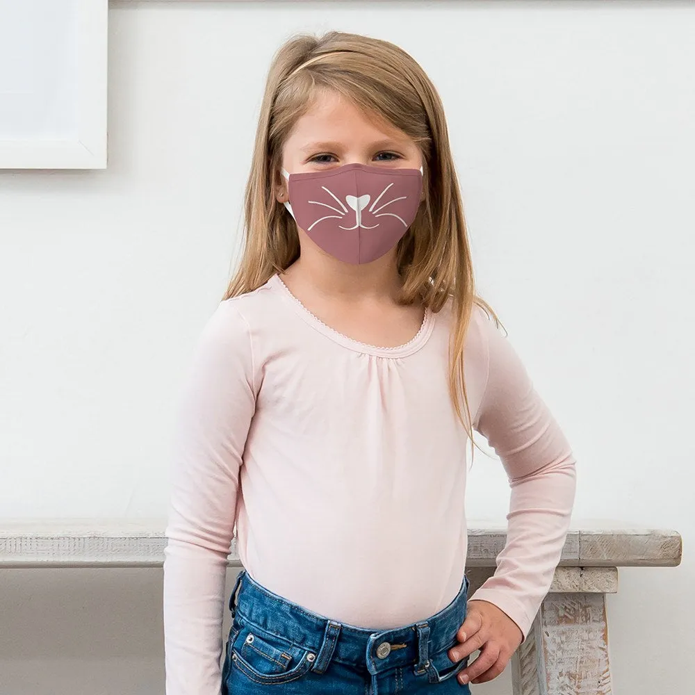 Pink Kitty Print Kids Protective Cloth Face Mask