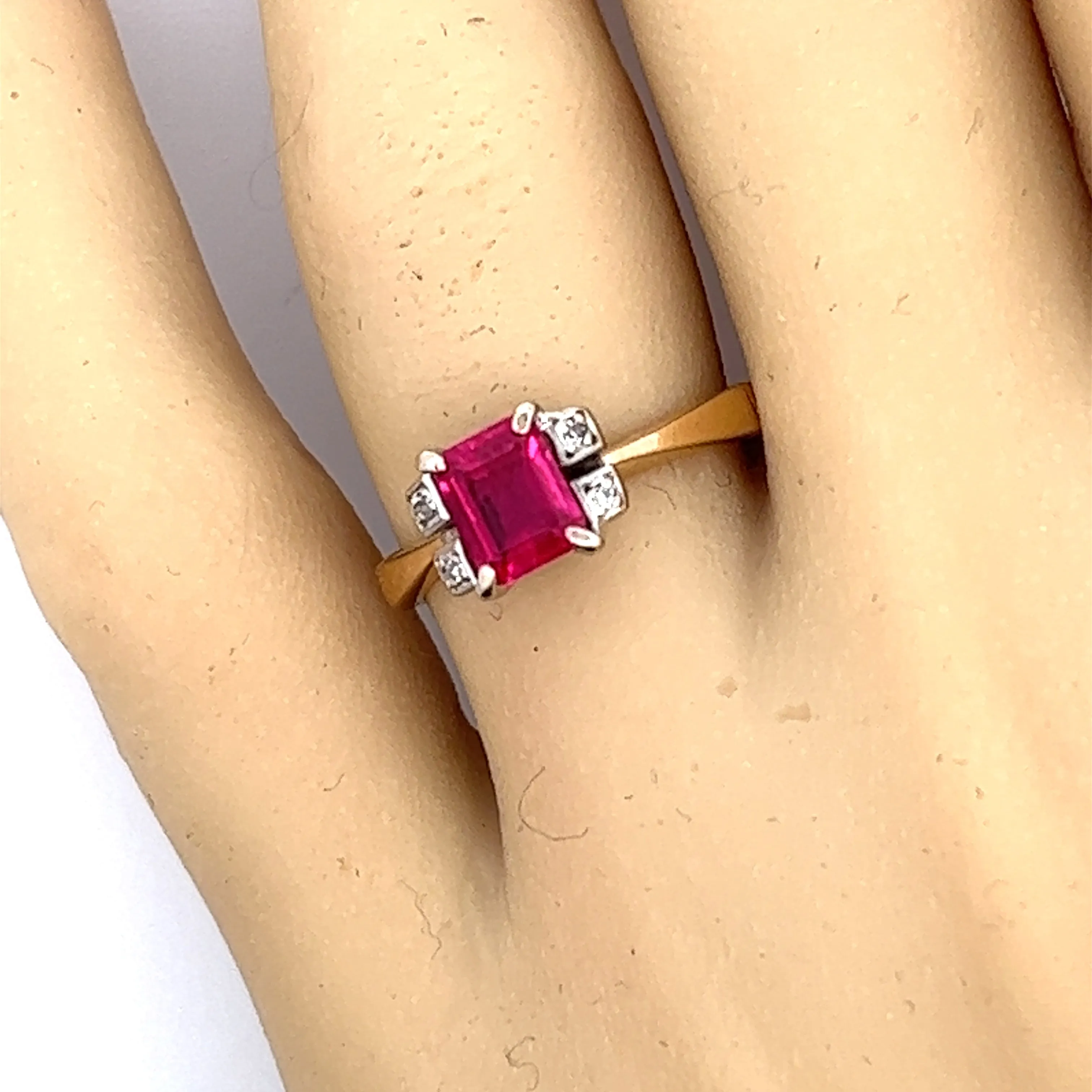 Pink Sapphire & Diamond 18ct Yellow Gold & Palladium Ring