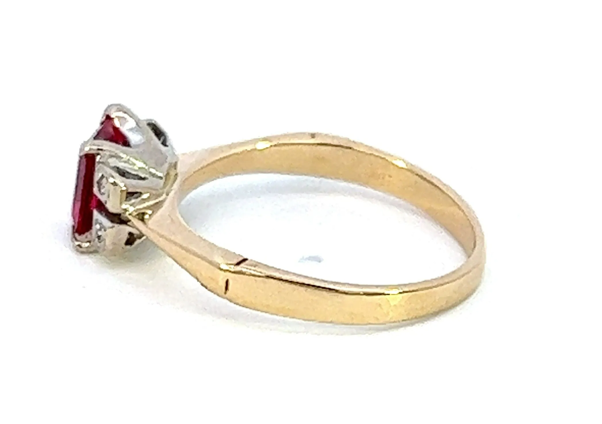 Pink Sapphire & Diamond 18ct Yellow Gold & Palladium Ring